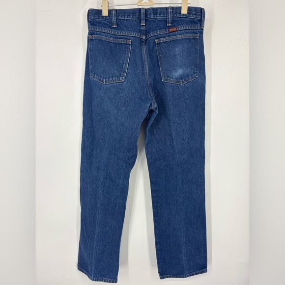 NWOT Vintage Rustler Stiff Denim High Waisted Straight Leg Dark Blue Jeans 32X30 - Picture 2 of 5